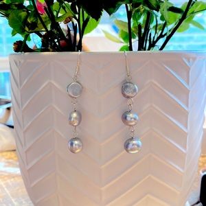 Silver freshwater pearl dangle earrings